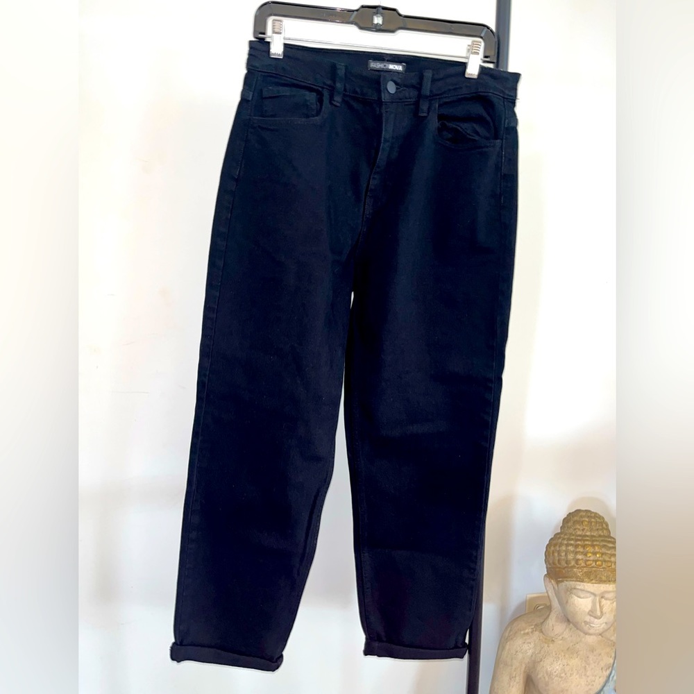 High waisted black denim.